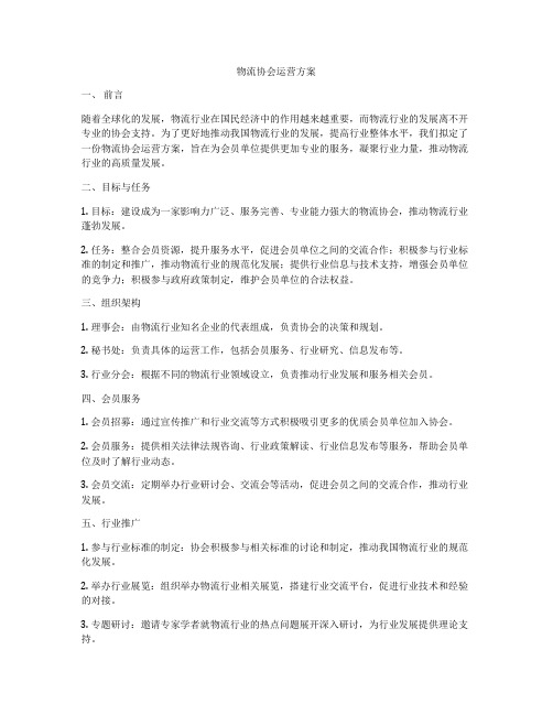 物流协会运营方案