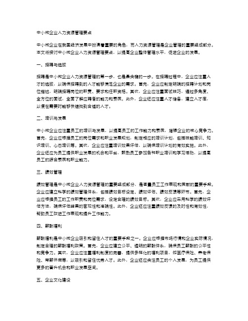 中小微企业人力资源管理要点