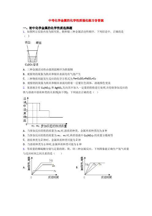 中考化学金属的化学性质强化练习含答案