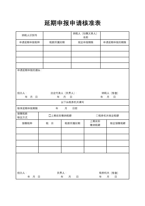 延期申报申请核准表【模板】