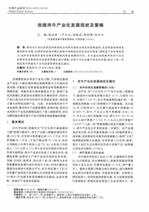 张掖肉生产业化发展现状及策略