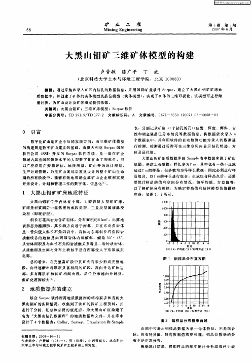 大黑山钼矿三维矿体模型的构建