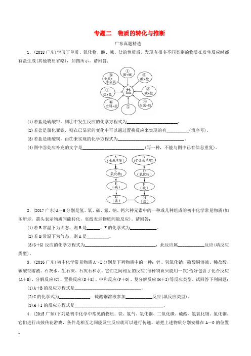 广东省2019年中考化学总复习第2部分专题2物质的转化与推断优化训练含答案