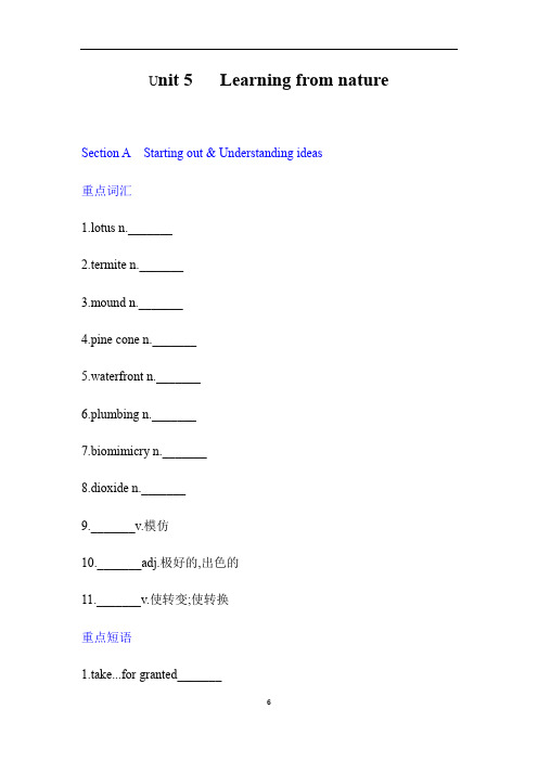 高中英语 外研版选择性必修第三册unit5重点单词和短语检测(带答案)