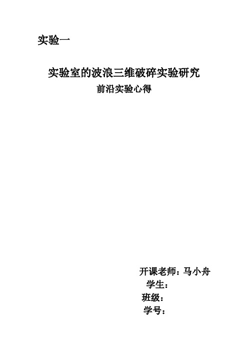 实验室的波浪三维破碎实验研究