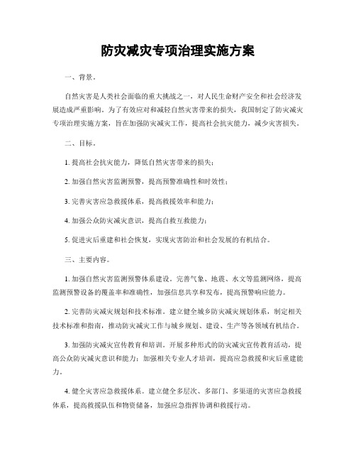 防灾减灾专项治理实施方案