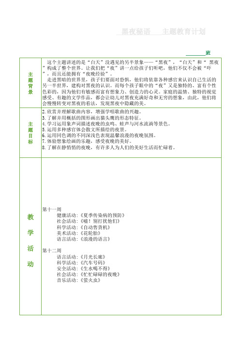 黑夜秘语主题计划