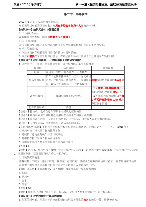 税法考试基础知识培训-第98讲_车船税法(1)