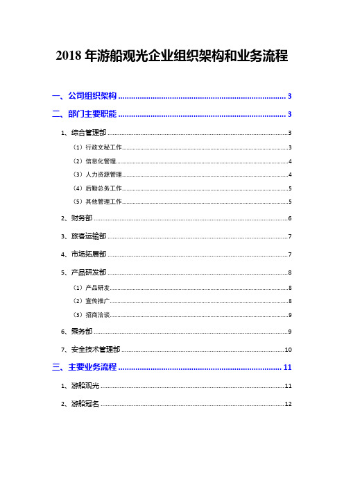 2018年游船观光企业组织架构和业务流程