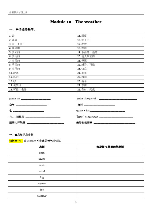 外研版八年级上Module 10知识点讲解与练习(有答案)