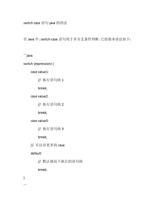 switch case语句java的用法
