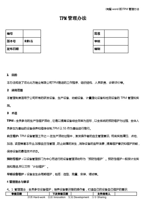 (完整word版)TPM管理办法