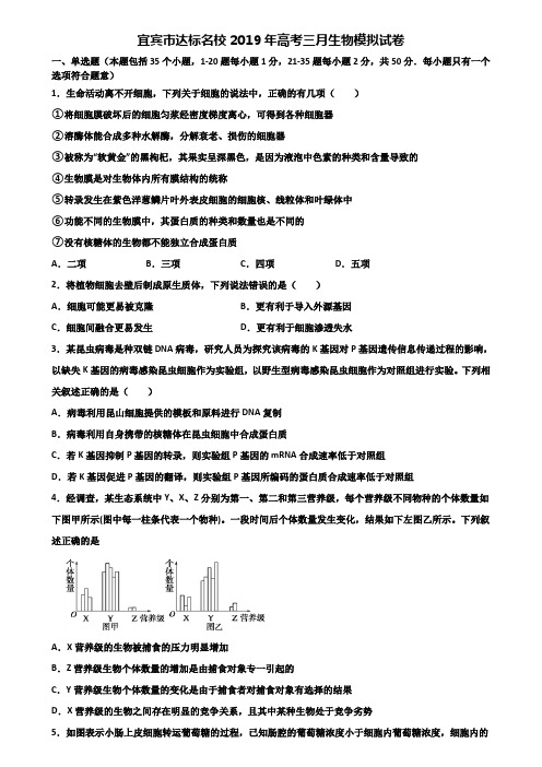 宜宾市达标名校2019年高考三月生物模拟试卷含解析