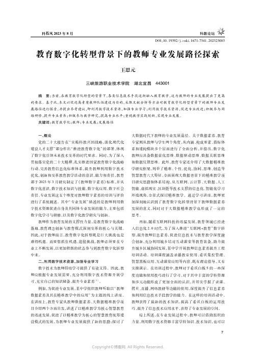 教育数字化转型背景下的教师专业发展路径探索