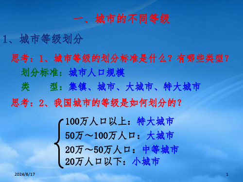 22不同等级城市的服务功能使用