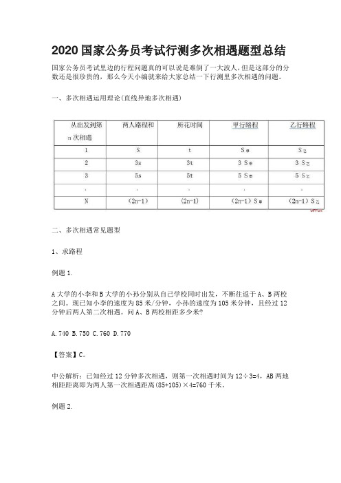 2020国家公务员考试行测多次相遇题型总结