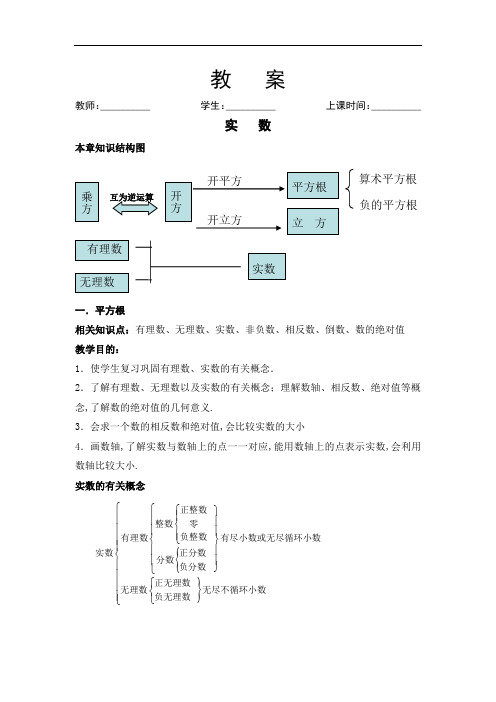 (人教版初中数学)第10章-实数教案