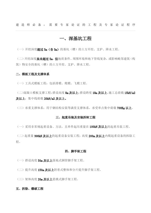 需要专家论证的工程及专家论证程序