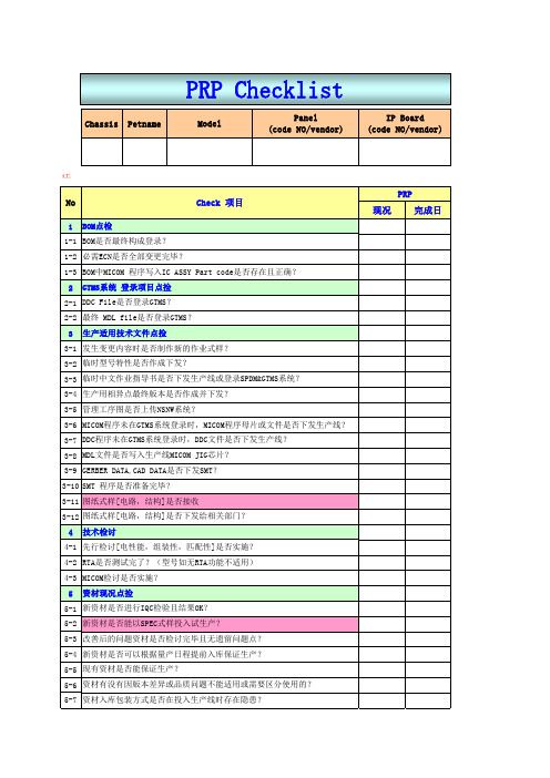 试产前检查表