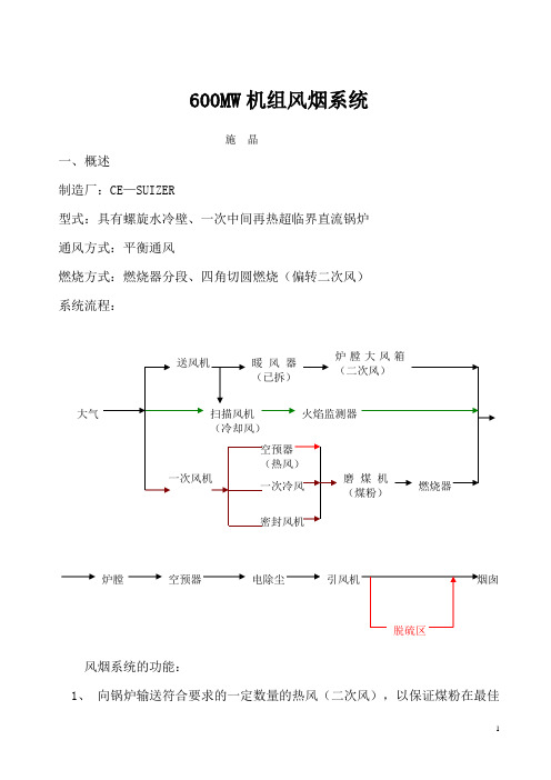 600MW机组风烟系统