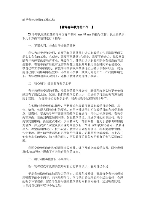 辅导青年教师的工作总结