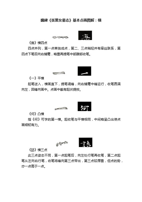 魏碑《张黑女墓志》基本点画图解：横