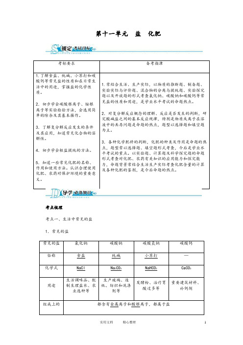 人教版高中化学--总复习---精讲精练  盐 化肥