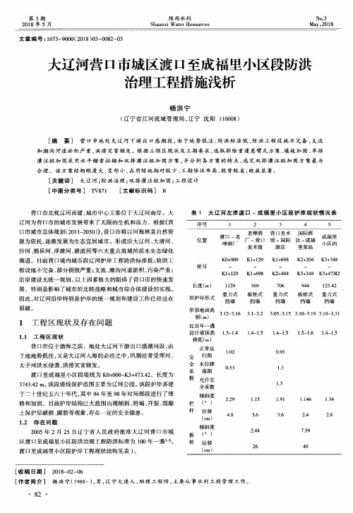 大辽河营口市城区渡口至成福里小区段防洪治理工程措施浅析