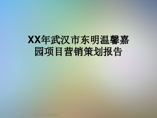 XX年武汉市东明温馨嘉园项目营销策划报告