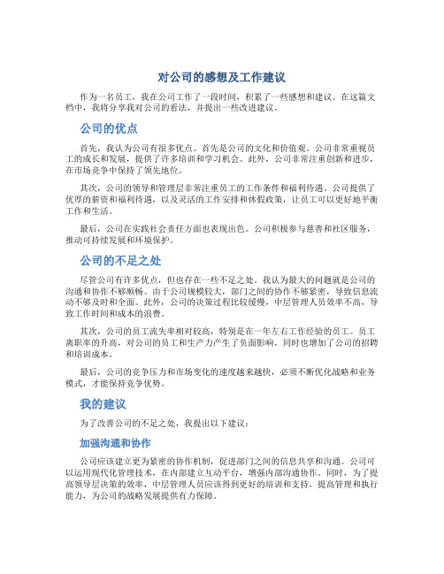 对公司的感想及工作建议