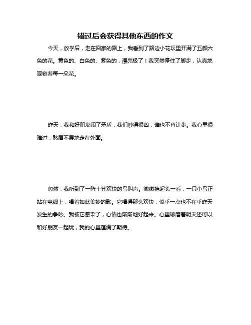 错过后会获得其他东西的作文