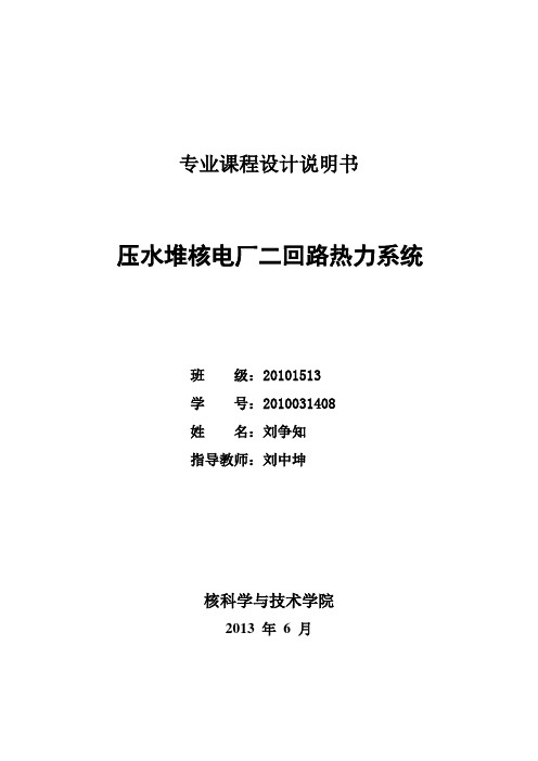 哈尔滨工程大学压水堆核电厂二回路热力系统设计 精品