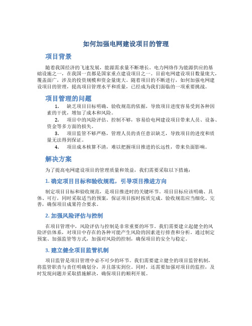 如何加强电网建设项目的管理