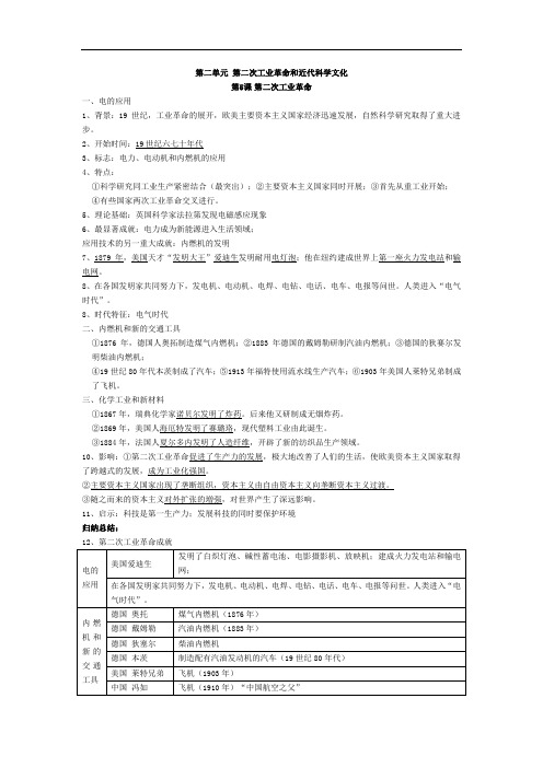 部编版九下历史第5课《第二次工业革命》知识点