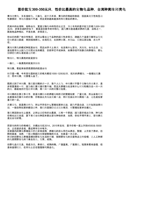 苗价批发300-350元只，性价比最高的宠物龟品种，台湾种黄缘闭壳龟