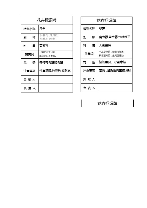 花卉标识牌