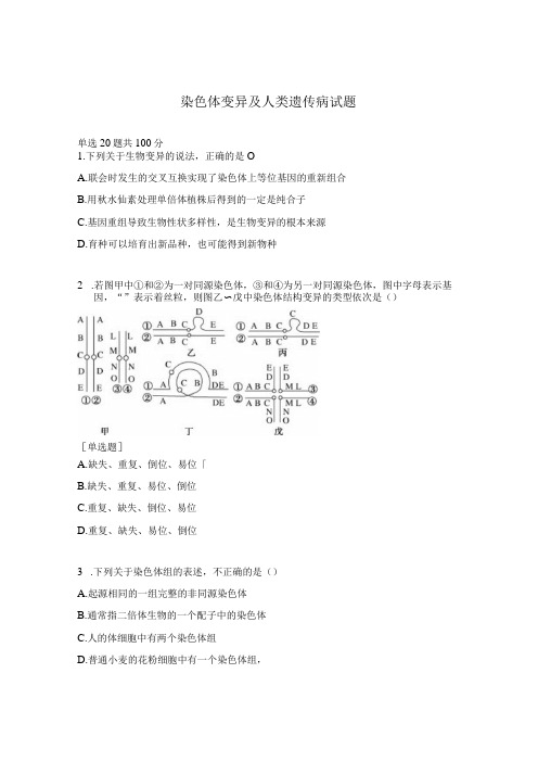 染色体变异及人类遗传病试题