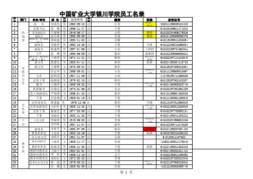 各个部门人员名单统计(土木工程系)