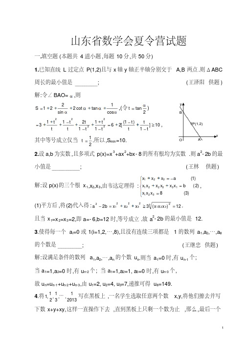 山东省数学会夏令营试题