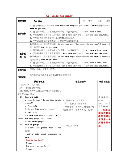 苏教版牛津译林版小学英语四年级上册 Unit3 How many(第2课时)教案