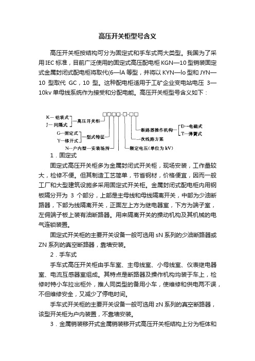 高压开关柜型号含义