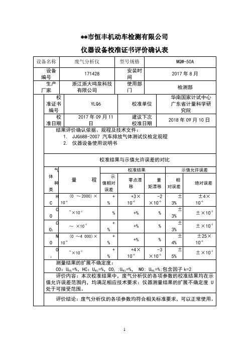 计量证书确认记录