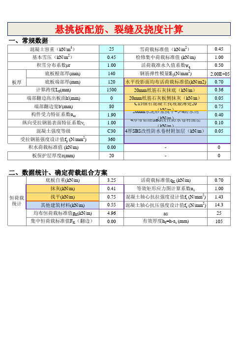 悬挑板结构计算(2018新规范)