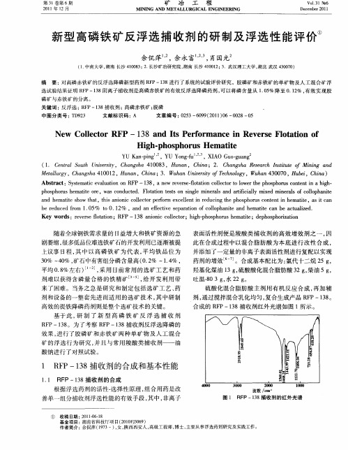 新型高磷铁矿反浮选捕收剂的研制及浮选性能评价