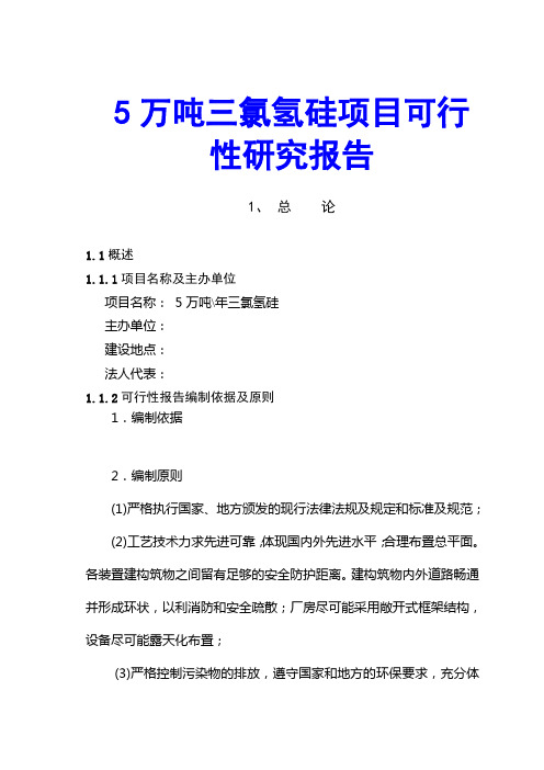 5万吨三氯氢硅项目可行性研究报告