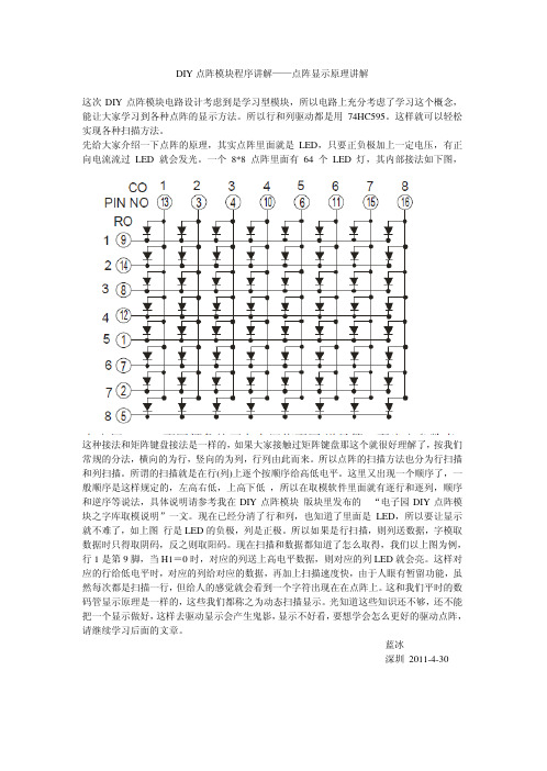 DIY点阵模块程序讲解—点阵显示原理讲解