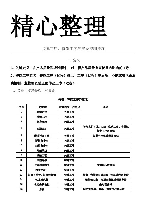 关键工序、特殊工序界定