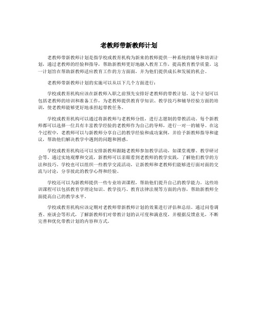 老教师带新教师计划