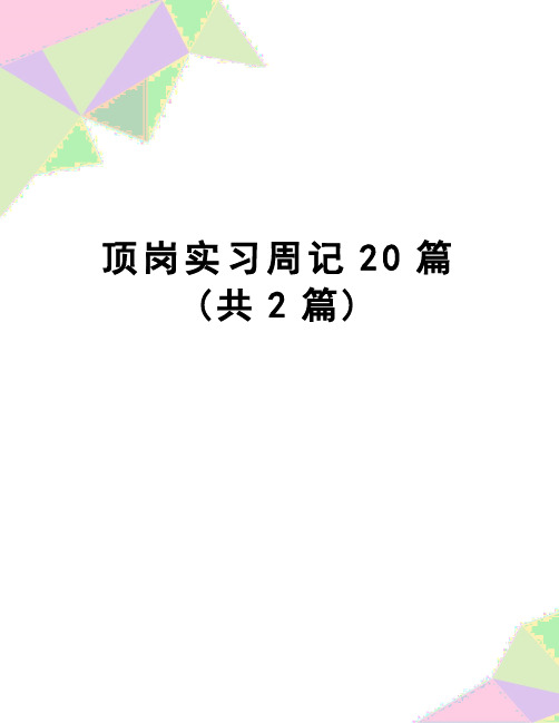 【精品】顶岗实习周记20篇(共2篇)