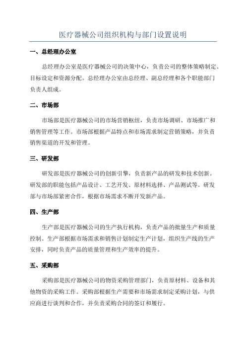 医疗器械公司组织机构与部门设置说明